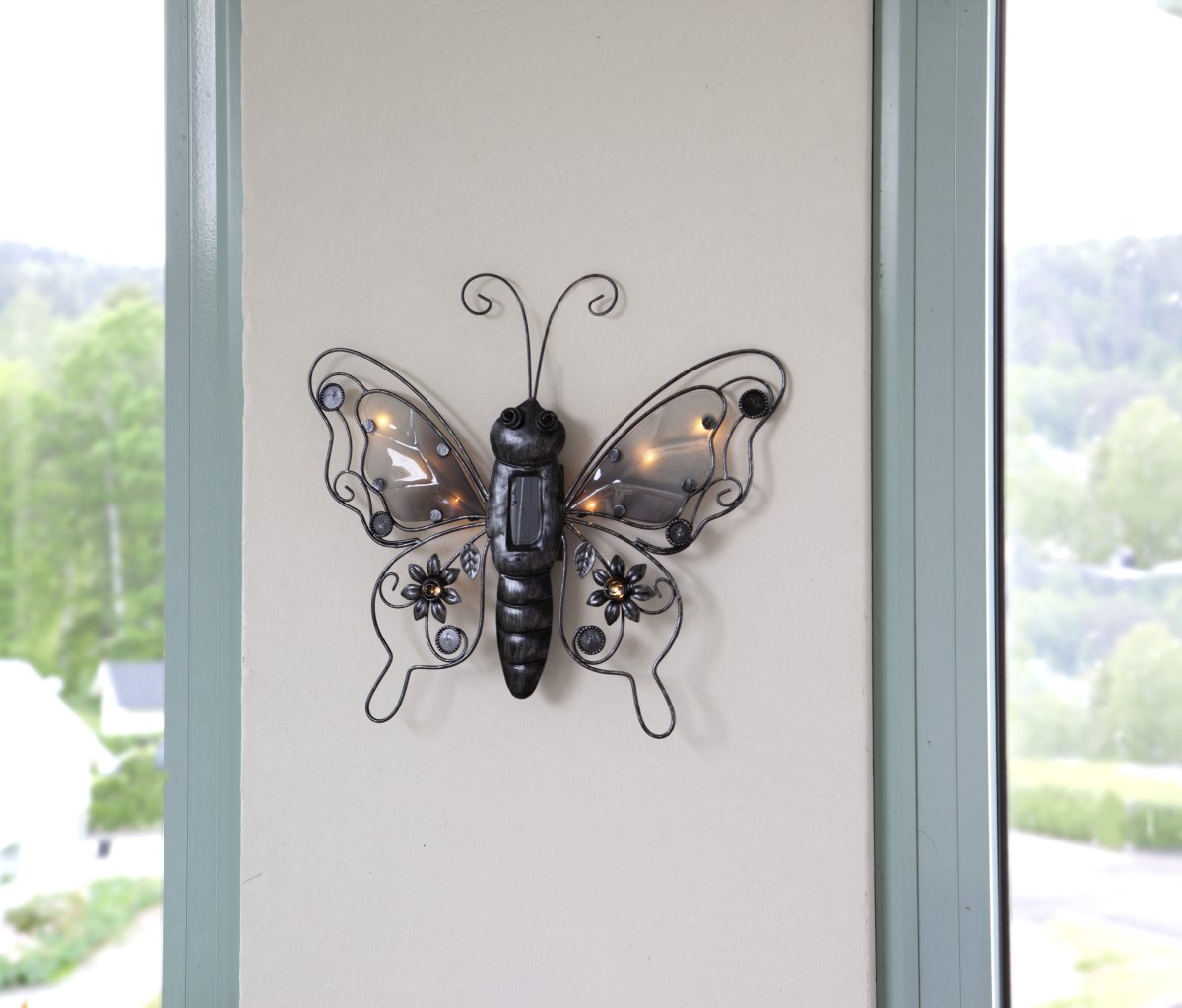 Butterfly Negro lámpara solar De Star Trading - La lámpara solar con forma de mariposa es una lámpara de pared decorativa con la forma de una hermosa mariposa.