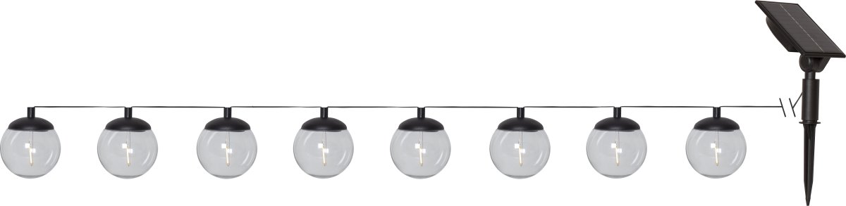 Globe Negro lámpara solar De Star Trading - La parte del panel está conectada con un cable de 170 cm de largo desde la última bola.