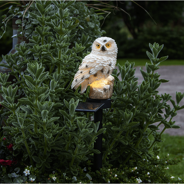 Owl Blanquecino lámpara solar De Star Trading - Este b&uacute;ho solar es una hermosa y decorativa l&aacute;mpara de jard&iacute;n.