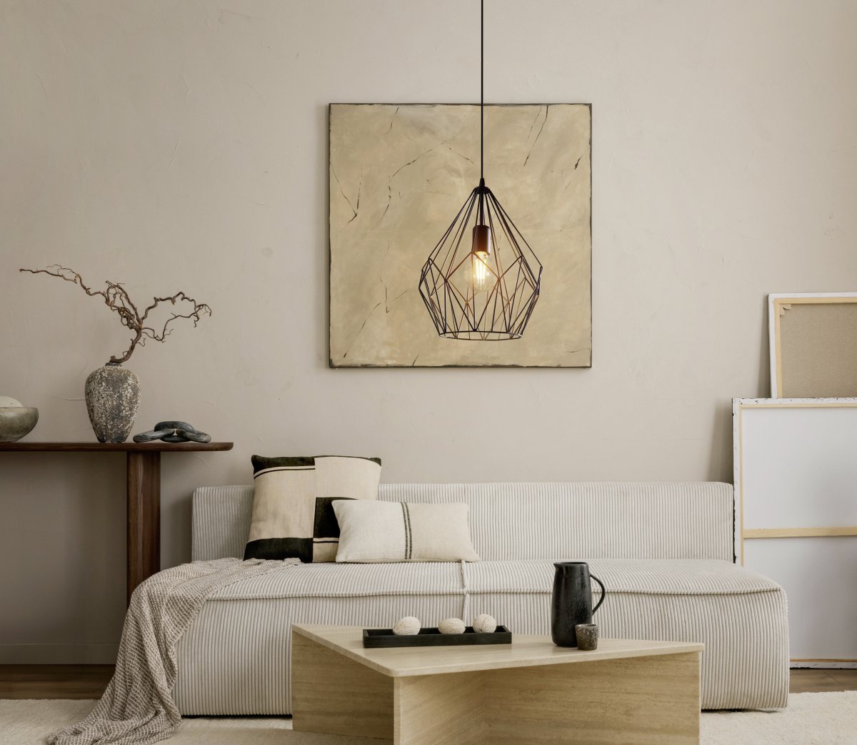 Carlton Ø30 Negro Lámpas de techo De Eglo - Es ideal para a&ntilde;adir un toque moderno y sofisticado sobre una mesa de comedor o en el sal&oacute;n.