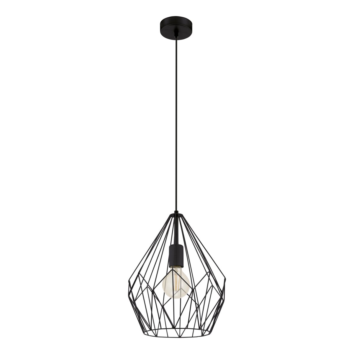 Carlton Ø30 Negro Lámpas de techo De Eglo - Es ideal para a&ntilde;adir un toque moderno y sofisticado sobre una mesa de comedor o en el sal&oacute;n.