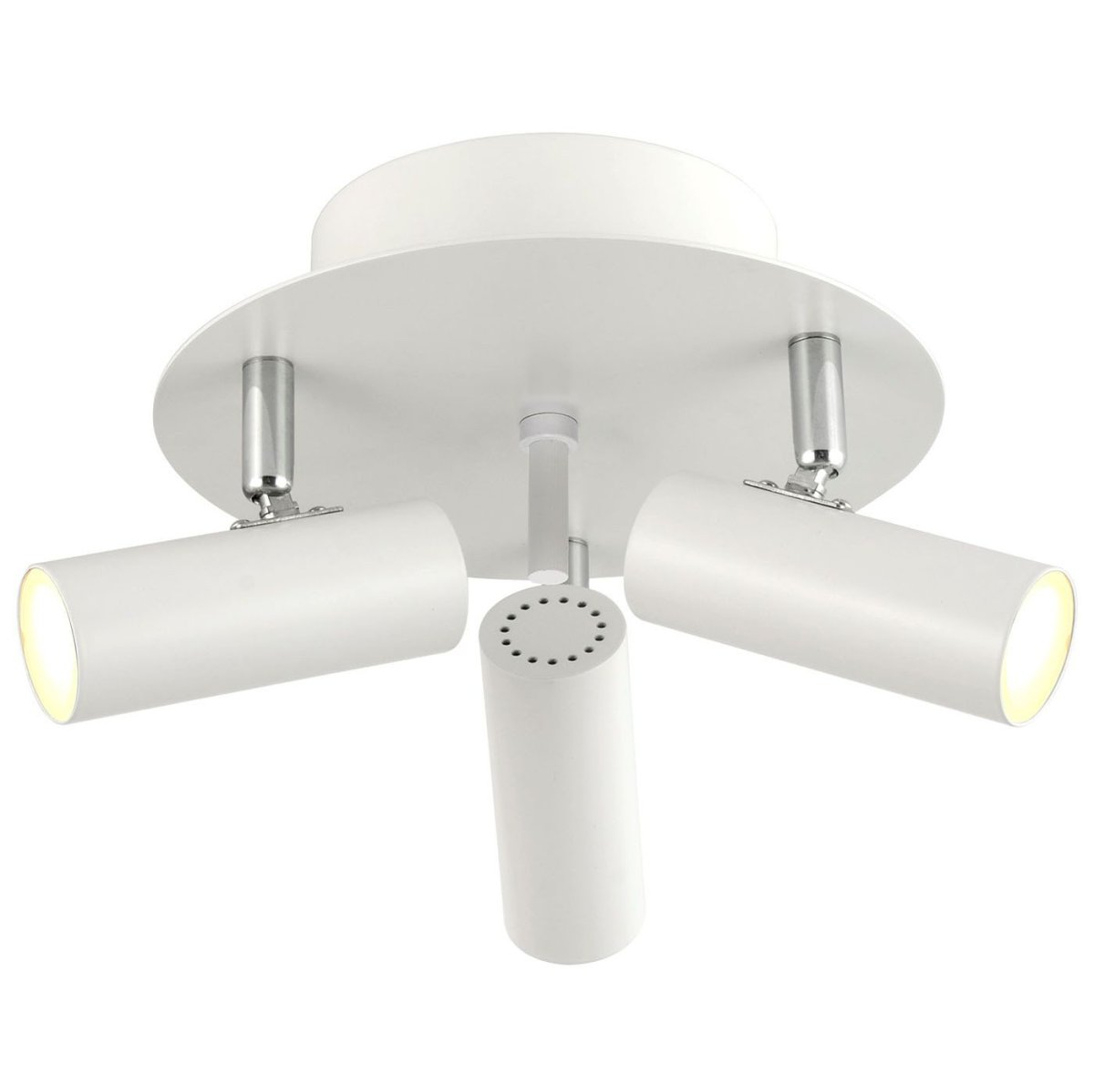 Imagen ampliada de Mini 3 Blanco foco de techo De Oriva - Mini lámpara de techo realizada en metal blanco con detalles cromados incorpora tres focos orientables que proporcionan una iluminación flexible y eficaz.