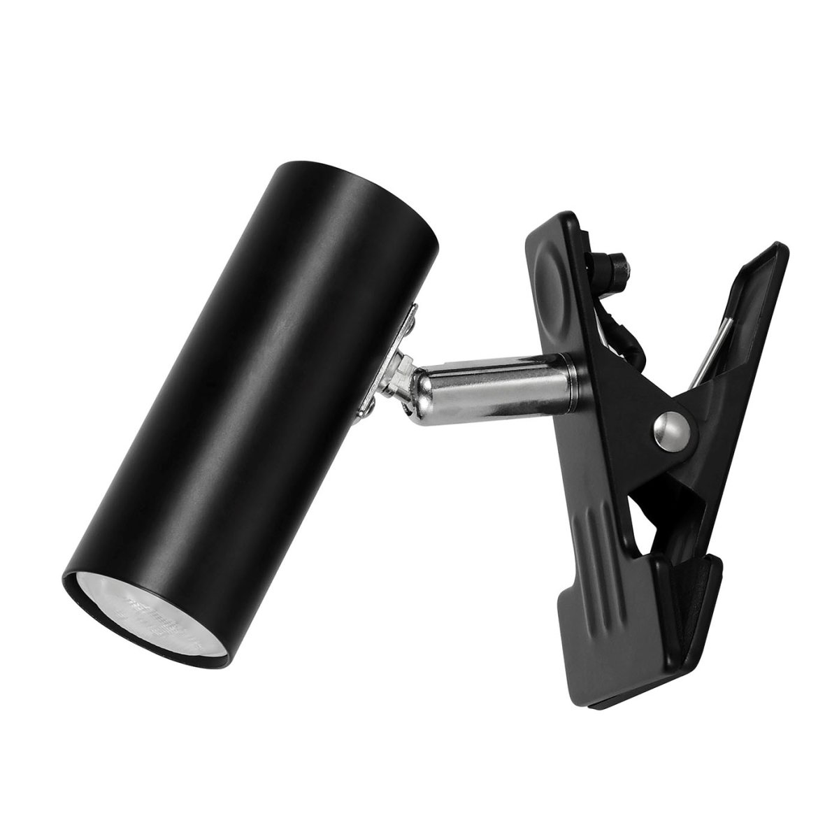 Mini Negro lámpara de pinza De Oriva - Esta pequeña lámpara de pinza metálica negra ofrece una solución de iluminación práctica y flexible para cualquier habitación.