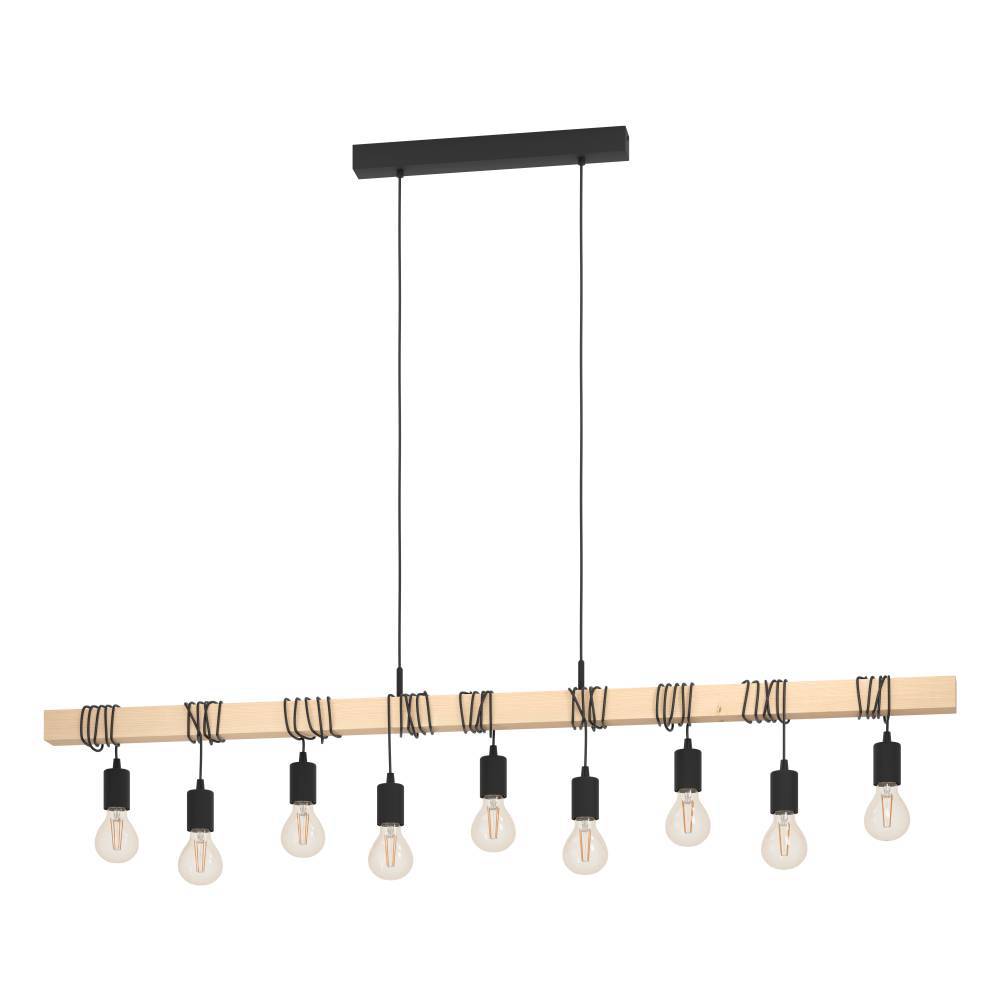 Townshend 150cm Madera Lámpas de techo De Eglo - La combinaci&oacute;n de madera y metal hace que la l&aacute;mpara llame la atenci&oacute;n tanto en interiores modernos como r&uacute;sticos.