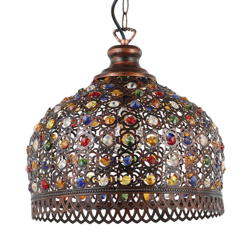 Jadida Ø33 Cobre antiguo Lámpas de techo De Eglo - Este tipo de iluminación puede crear un juego de luz cálido y acogedor a través de sus detalles coloridos, lo que la hace perfecta para crear un ambiente acogedor en salas de estar, comedores u otros espacios comunes donde se desea una iluminación tanto decorativa como funcional.