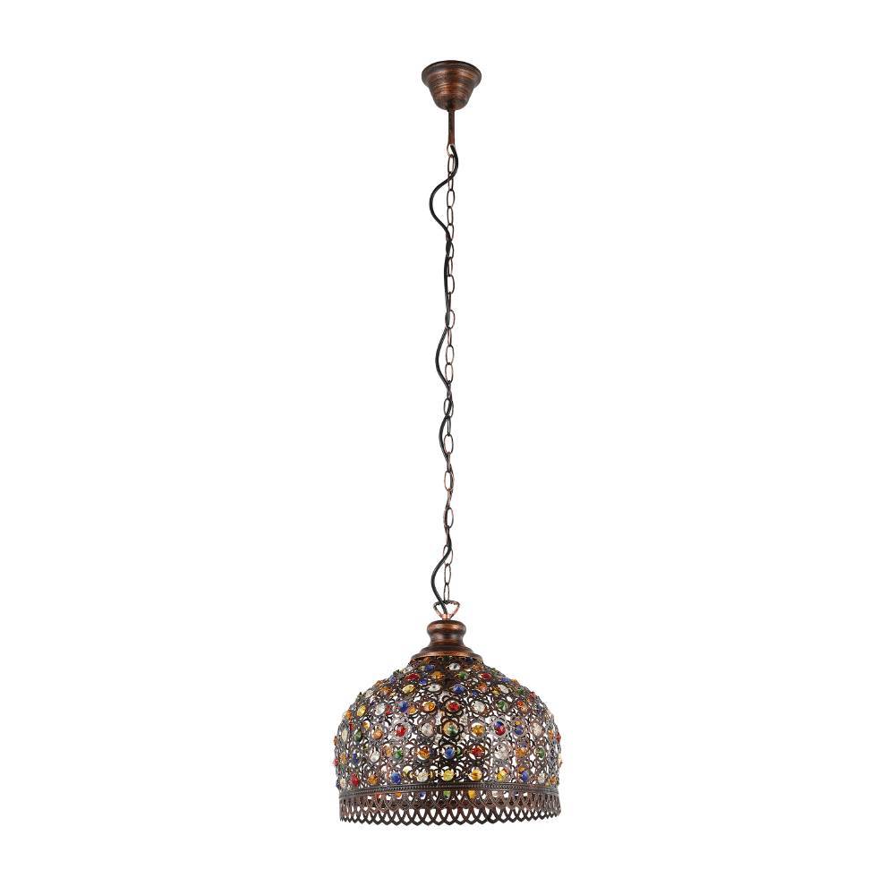 Jadida Ø33 Cobre antiguo Lámpas de techo De Eglo - Este tipo de iluminación puede crear un juego de luz cálido y acogedor a través de sus detalles coloridos, lo que la hace perfecta para crear un ambiente acogedor en salas de estar, comedores u otros espacios comunes donde se desea una iluminación tanto decorativa como funcional.