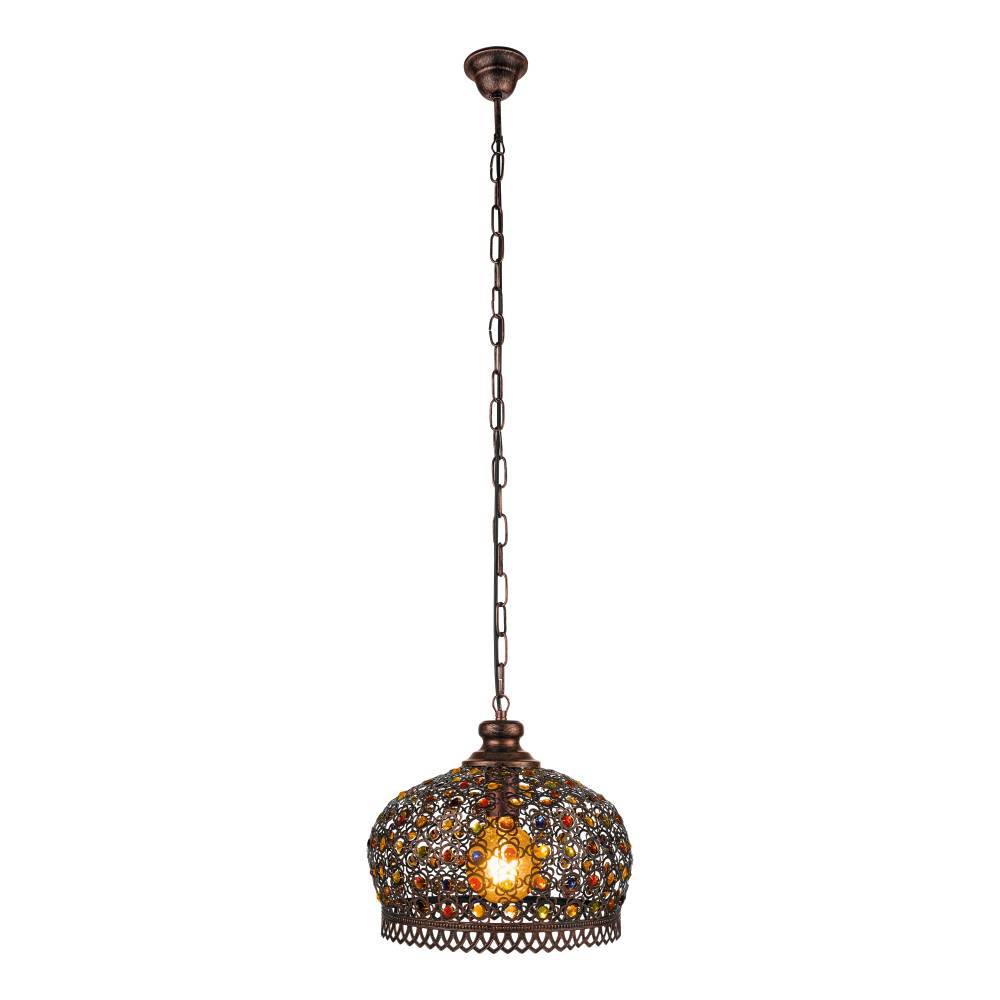 Jadida Ø33 Cobre antiguo Lámpas de techo De Eglo - Este tipo de iluminación puede crear un juego de luz cálido y acogedor a través de sus detalles coloridos, lo que la hace perfecta para crear un ambiente acogedor en salas de estar, comedores u otros espacios comunes donde se desea una iluminación tanto decorativa como funcional.