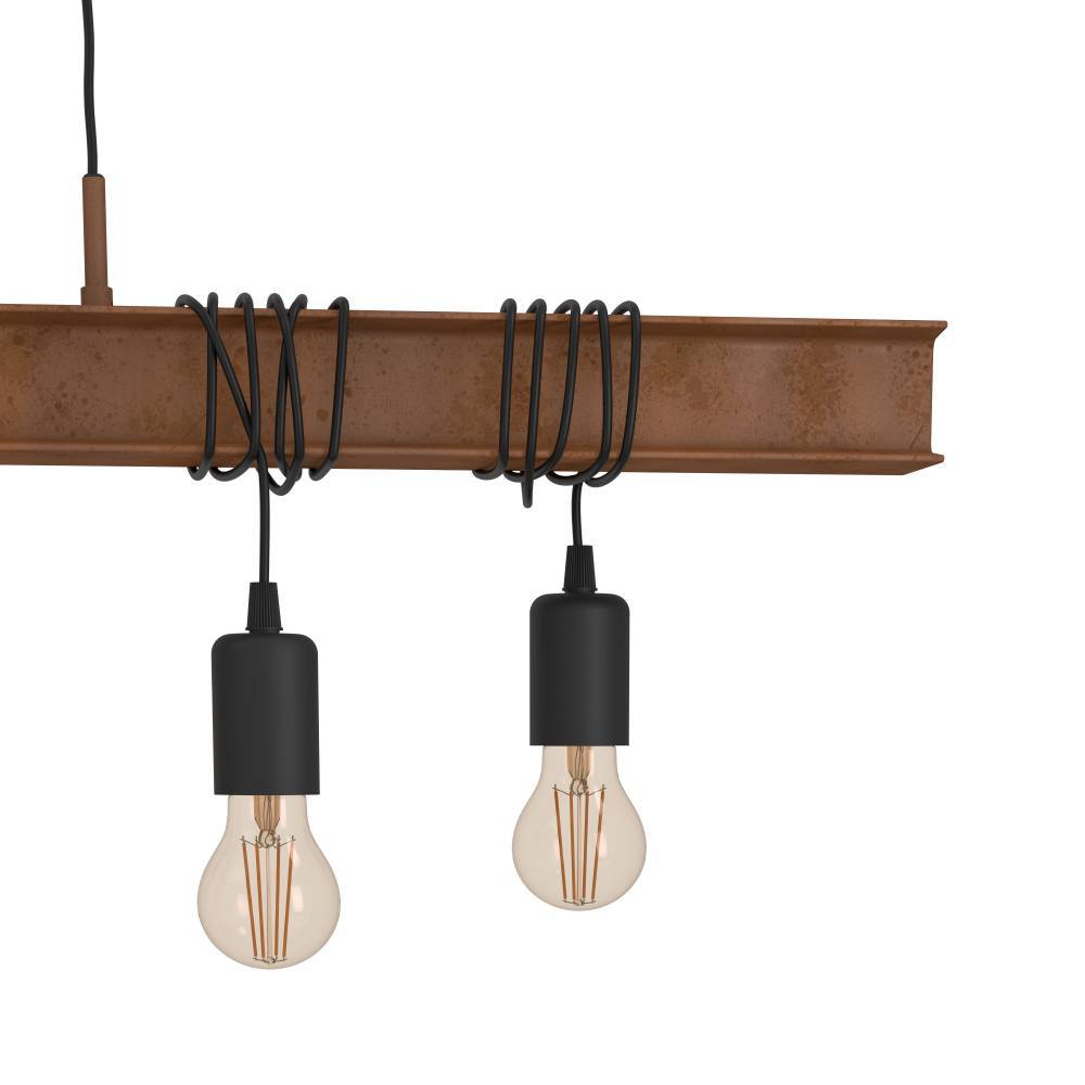Townshend 100cm Marrón Lámpas de techo De Eglo - La combinación de madera y metal hace que la lámpara llame la atención tanto en interiores modernos como rústicos.