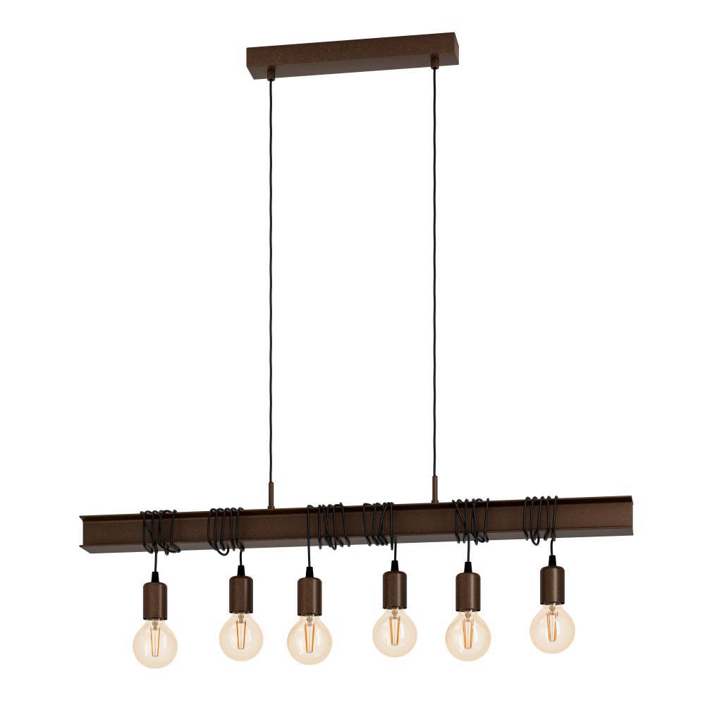 Townshend 100cm Marrón Lámpas de techo De Eglo - La combinación de madera y metal hace que la lámpara llame la atención tanto en interiores modernos como rústicos.