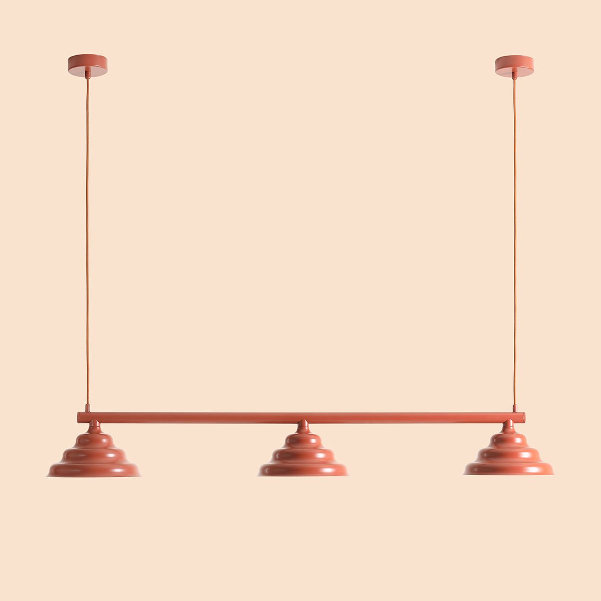 Wave 106cm Naranja Lámpas de techo De Artera - Los brazos metálicos ondulados en color marrón rojizo proporcionan una hermosa distribución de luz hacia abajo y, por lo tanto, son perfectos para colgar sobre la mesa del comedor o la encimera de la cocina.