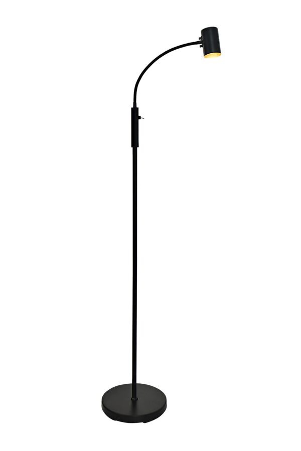 Hugin Negro lámpara de pie De Aneta Lighting - La práctica lámpara de pie Hugin, fabricada en metal, se adapta a la mayoría de los hogares gracias a su diseño minimalista.