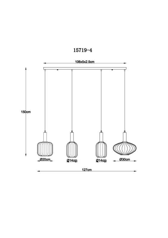 Valletta 127cm Negro Lámpas de techo De Globo Lighting - &nbsp;Den mattsvarta metallstommen ger lampan en elegant och sofistikerad karakt&auml;r, medan de fyra h&auml;ngande glaskuporna i olika former och f&auml;rger &ndash; tv&aring; i varm b&auml;rnsten och tv&aring; i r&ouml;kf&auml;rgat glas &ndash; skapar en unik och levande ljusbild.