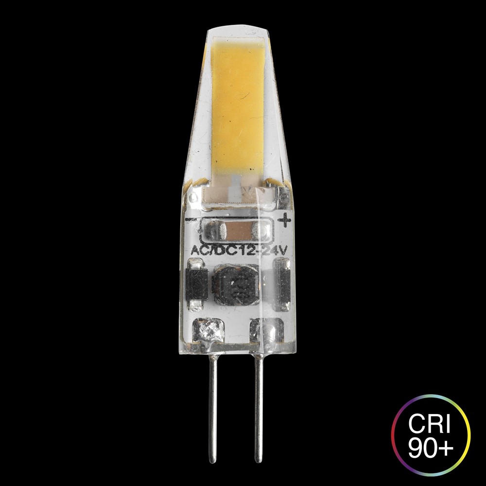 LED G4 Silicona 12V 1,5W 3000K Regulable Transparente De Unison - Con un alto valor CRI (90+), garantiza una excelente reproducci&oacute;n del color y, por lo tanto, es perfecto para entornos donde el color y la calidad de la luz son cruciales.