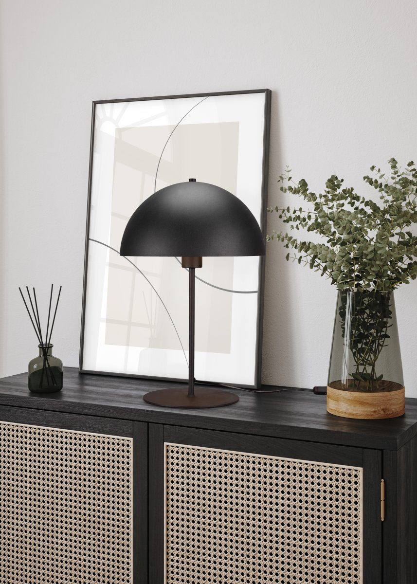 Nola 45cm Negro lámpara de mesa De Trio Lighting - El diseño moderno en forma de hongo se integra en su interior y crea armonía en su hogar.