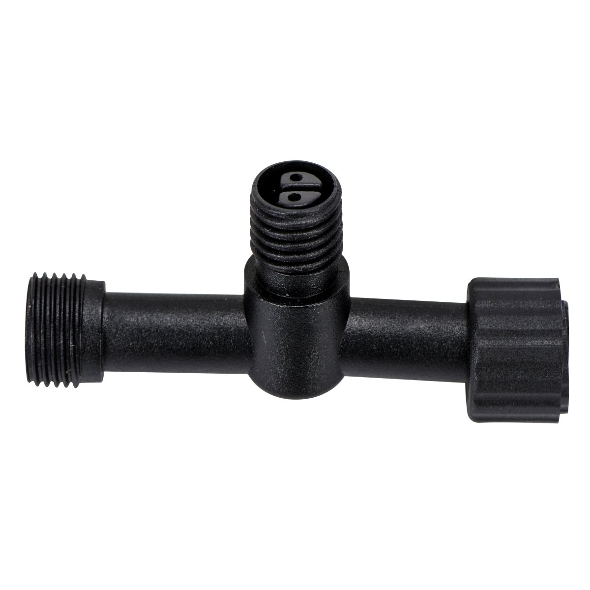 Conector En T Negro De Lightson - Con el conector T tienes dos opciones, por ejemplo si quieres instalar una lámpara y luego continuar el cable hacia otras lámparas.