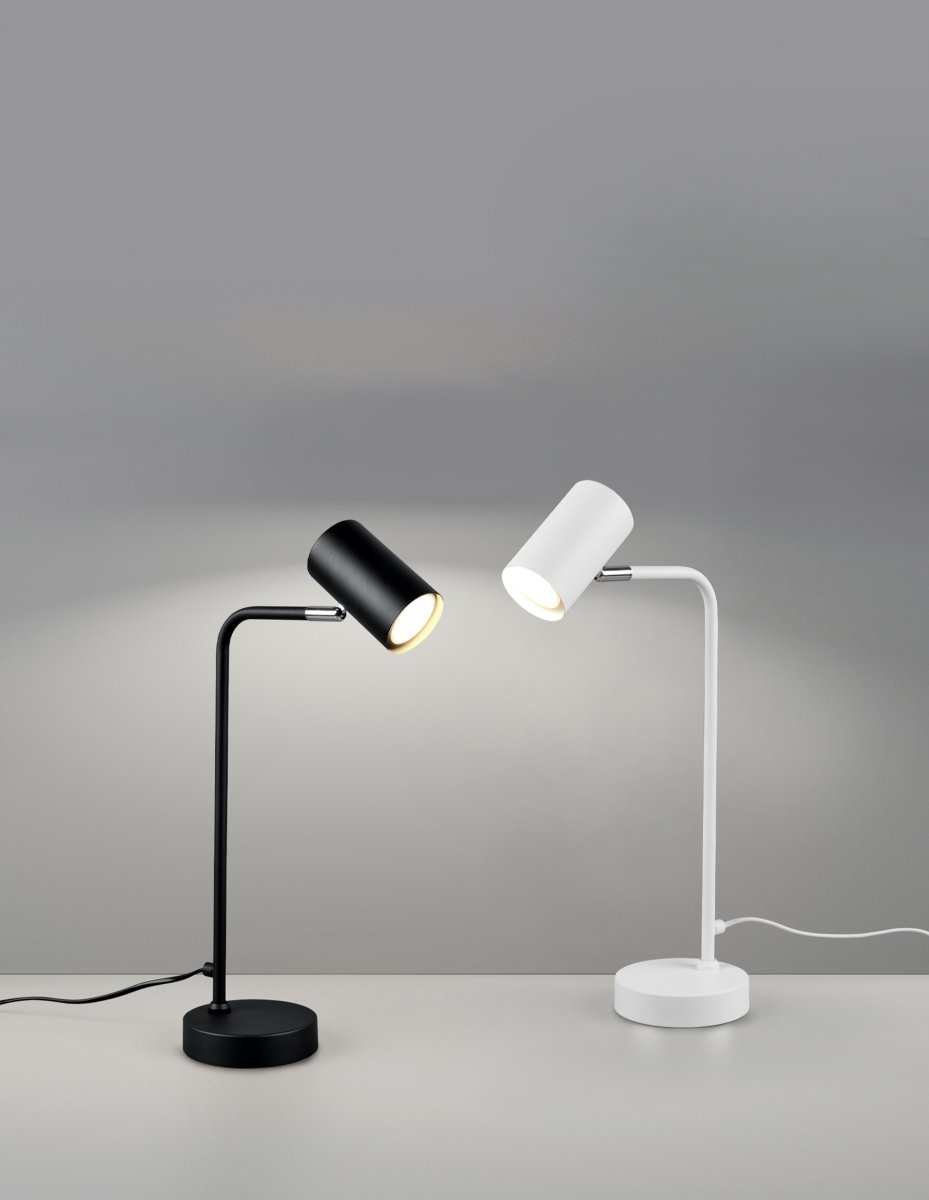 Marley 45cm Negro lámpara de escritorio De Trio Lighting - El cabezal de la lámpara es orientable y se puede orientar tanto hacia arriba como hacia abajo, lo que la hace perfecta como punto de atracción en el escritorio o como iluminación de acento en la oficina.