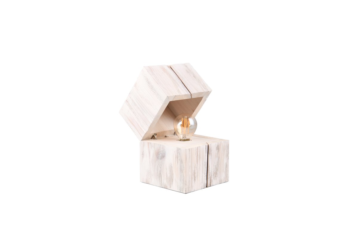 Treasure 16cm Blanco lámpara de mesa De Trio Lighting - Un interruptor de puerta enciende autom&aacute;ticamente la l&aacute;mpara cuando se abre la tapa y permanece encendida.