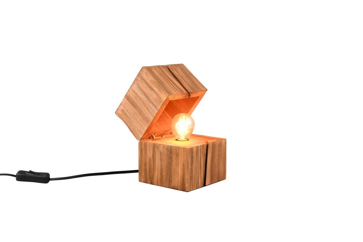 Treasure 16cm Naturaleza lámpara de mesa De Trio Lighting - Un interruptor de puerta enciende automáticamente la lámpara cuando se abre la tapa y permanece encendida.
