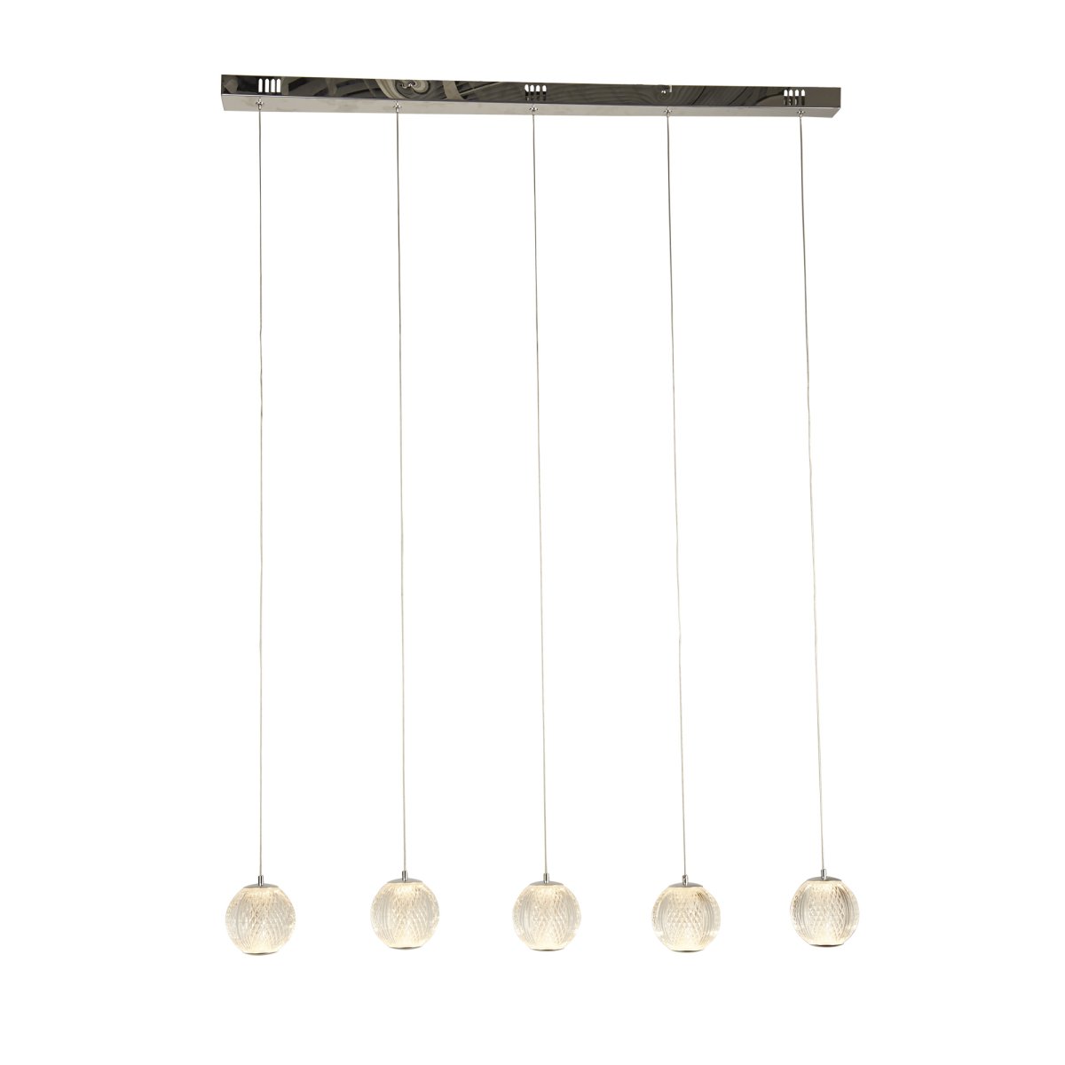 Allure 100cm Cromo Lámpas de techo De Searchlight - Ya sea que desee una luz direccional sobre la mesa del comedor o una iluminación ambiental más suave, la lámpara colgante Allure le ofrece la oportunidad de crear la sensación adecuada.