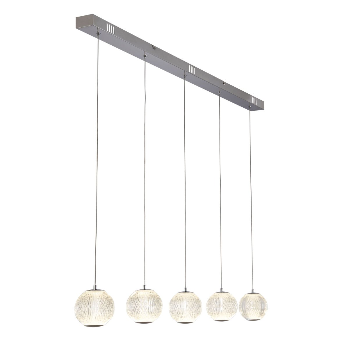 Allure 100cm Cromo Lámpas de techo De Searchlight - Ya sea que desee una luz direccional sobre la mesa del comedor o una iluminación ambiental más suave, la lámpara colgante Allure le ofrece la oportunidad de crear la sensación adecuada.