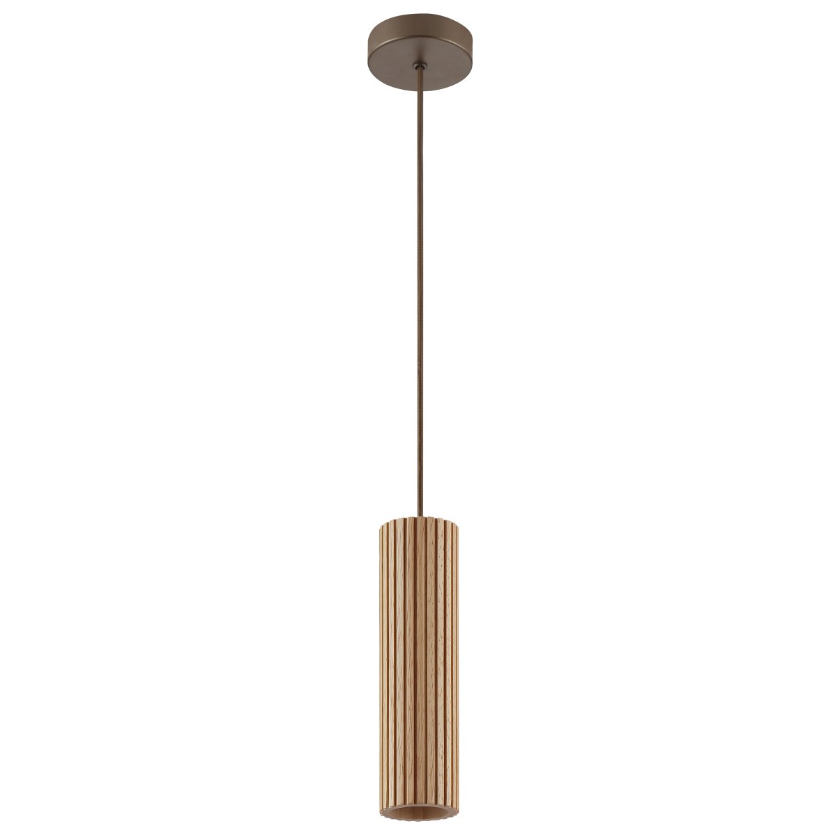 Lakewood Ø10 Madera Lámpas de techo De Brilliant - Incluye un soporte de techo de metal marrón y un cable a juego, logrando una apariencia armoniosa.