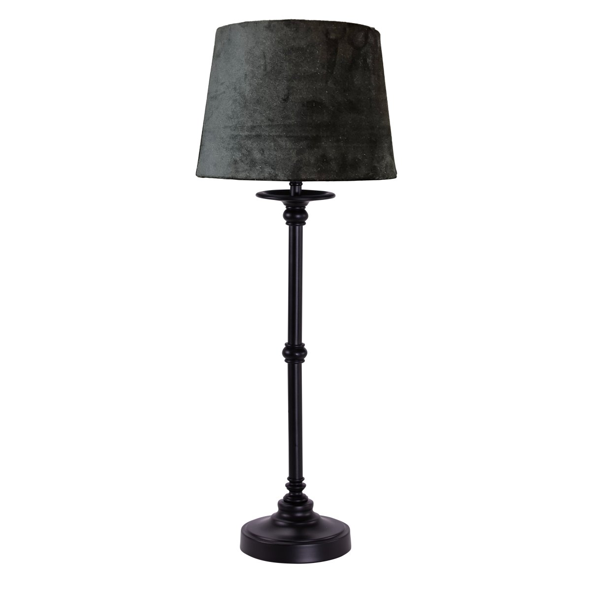 Axel Terciopelo 58cm Negro lámpara de mesa De Pixie Design - La base de la l&aacute;mpara de metal combinada con la pantalla de terciopelo negro crea una hermosa atm&oacute;sfera en la habitaci&oacute;n.