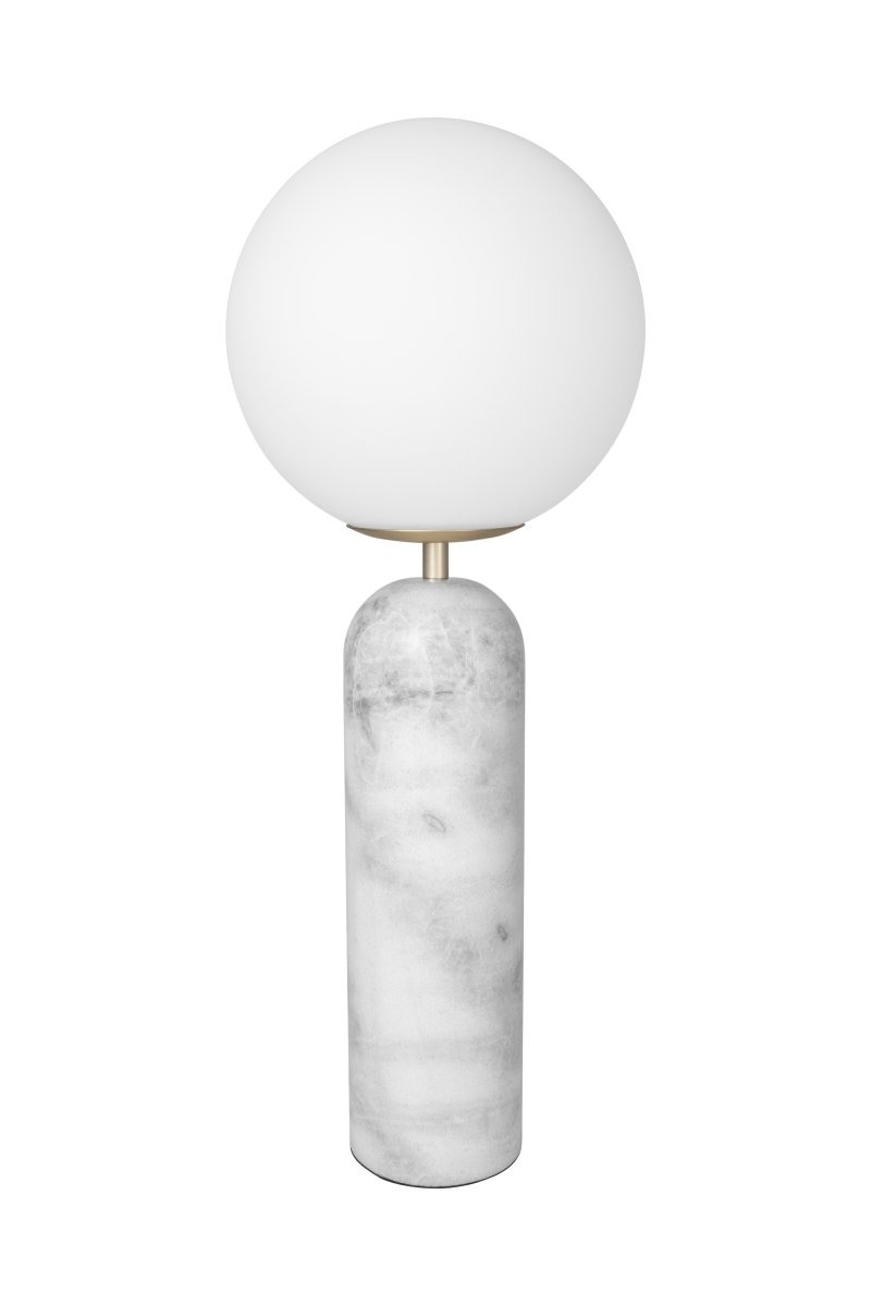 Torrano 53cm mármol blanco lámpara de mesa De Globen Lighting - La lámpara está equipada con un cable transparente de 200 cm de longitud con interruptor y enchufe.