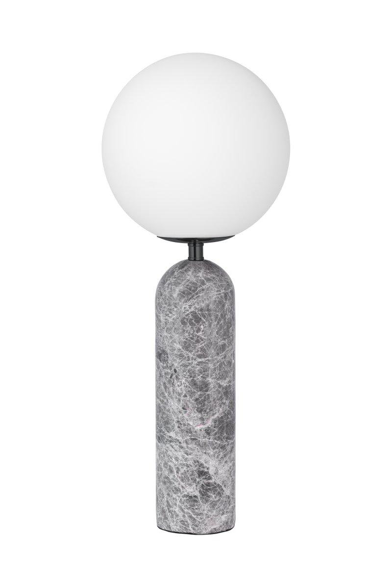 Torrano 53cm mármol gris lámpara de mesa De Globen Lighting - La lámpara está equipada con un cable transparente de 200 cm de longitud con interruptor y enchufe.