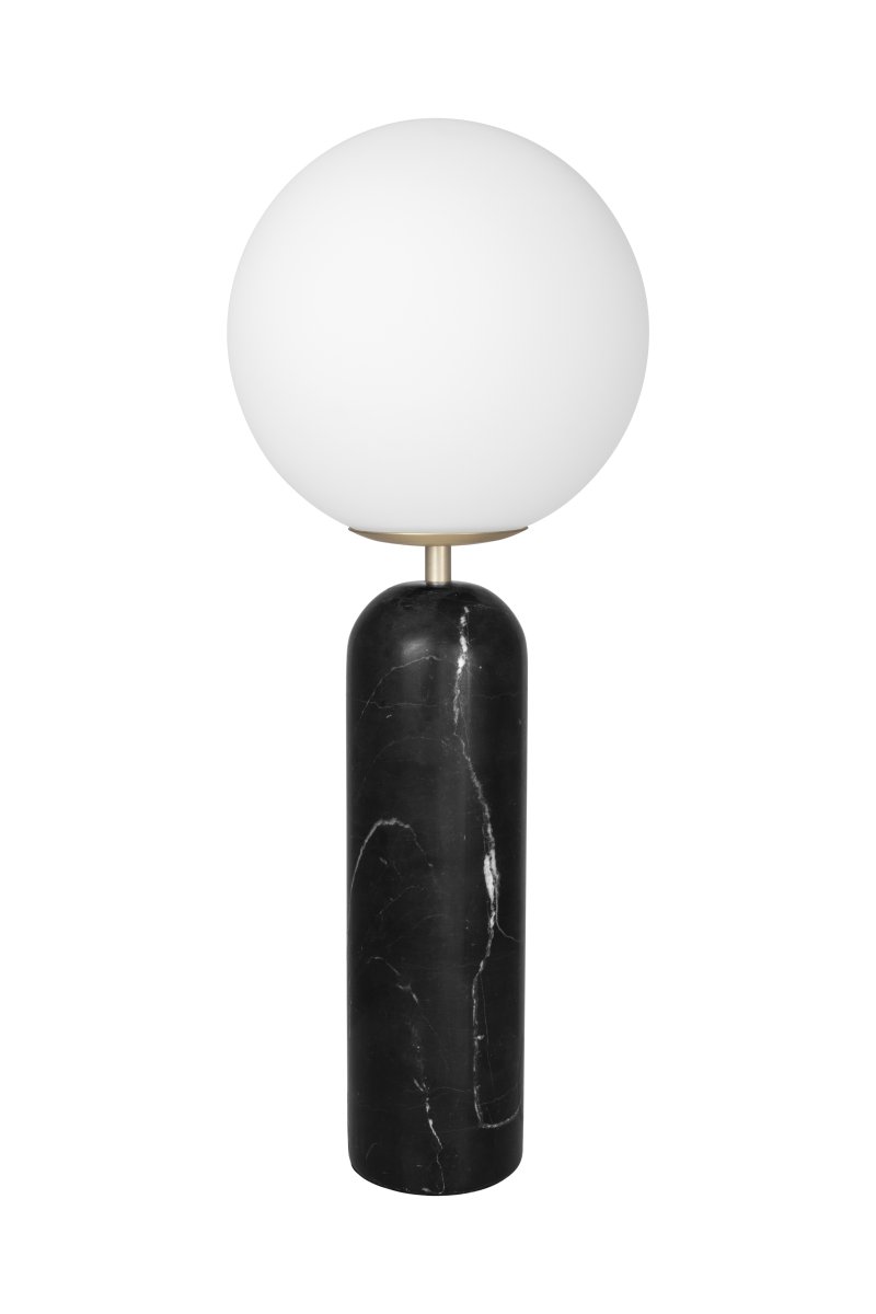 Torrano 53cm mármol negro lámpara de mesa De Globen Lighting - La lámpara está equipada con un cable transparente de 200 cm de longitud con interruptor y enchufe.