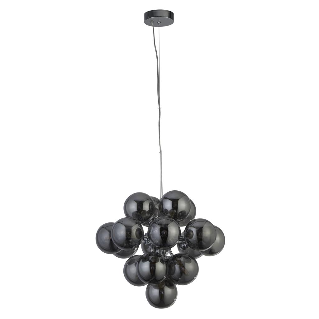 Berry Ø40 Color humo Lámpas de techo De Searchlight - Berry es una lámpara de techo que realmente ocupa espacio: con un total de 17 fuentes de luz, rodeadas de cúpulas de vidrio de color humo en un estilo moderno y minimalista, está garantizado que llamará la atención en cualquier habitación.