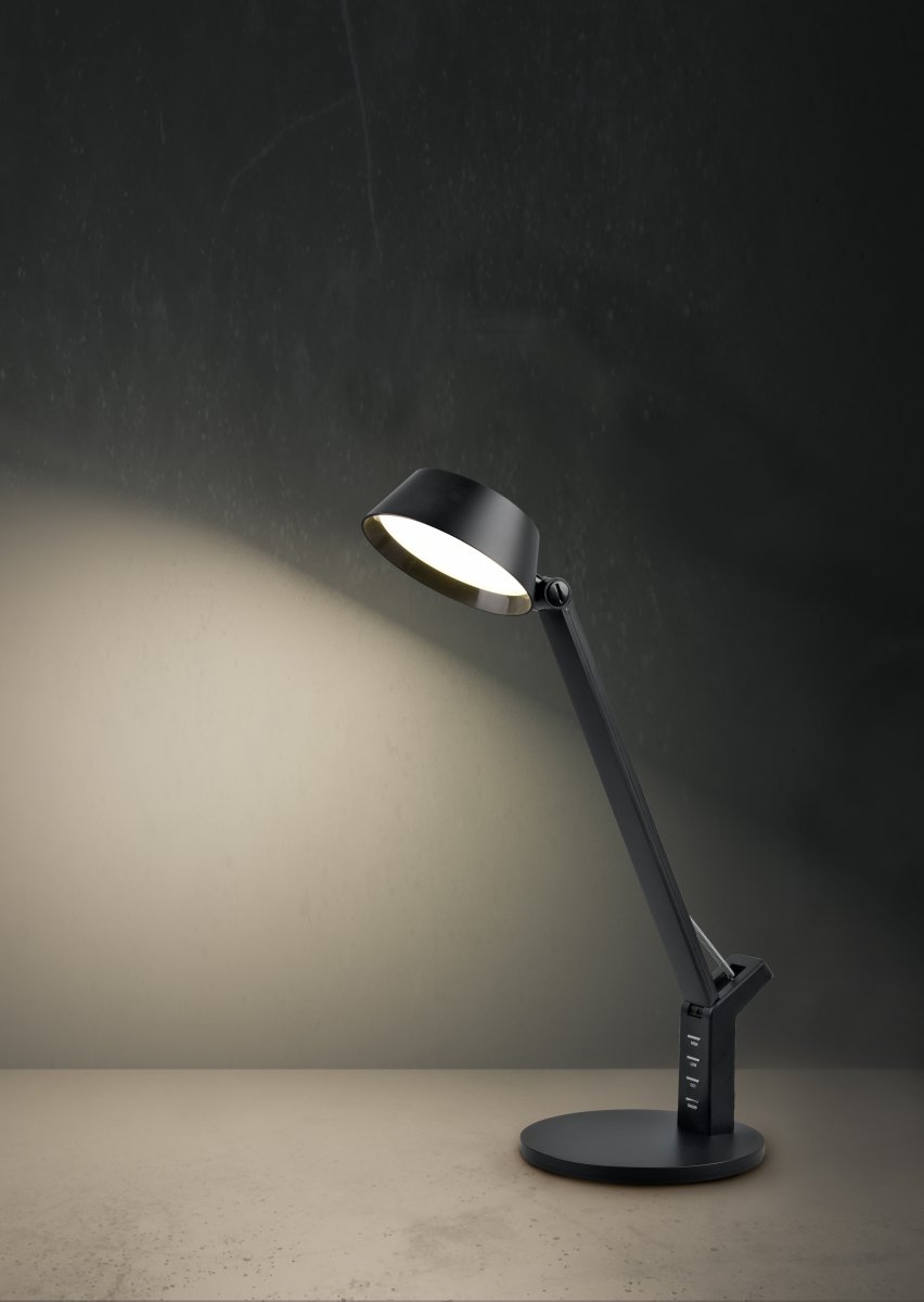 Ava 40cm Negro lámpara de escritorio De Trio Lighting - La lámpara de mesa AVA con regulador de intensidad con sensor ofrece un ajuste flexible tanto del brillo como del color de la luz, desde blanco cálido hasta blanco frío.