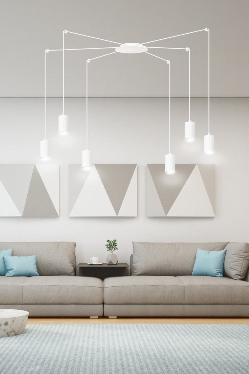 Traker 6 Blanco Lámpas de techo De Emibig Lighting - Traker es una lámpara de techo con forma de araña que ofrece múltiples posibilidades gracias a sus largos tubos.