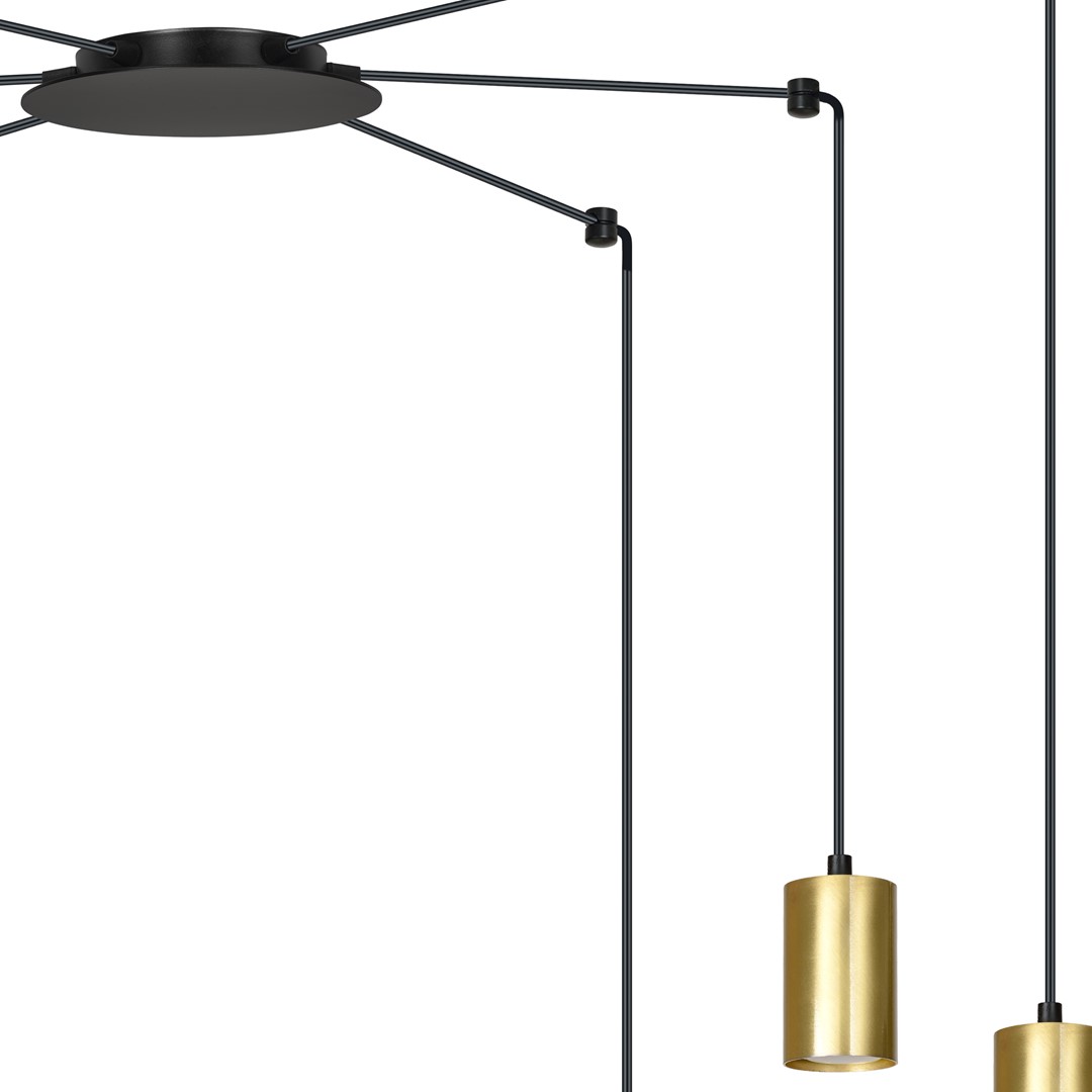 Traker 6 Oro Lámpas de techo De Emibig Lighting - Traker es una lámpara de techo con forma de araña que ofrece múltiples posibilidades gracias a sus largos tubos.