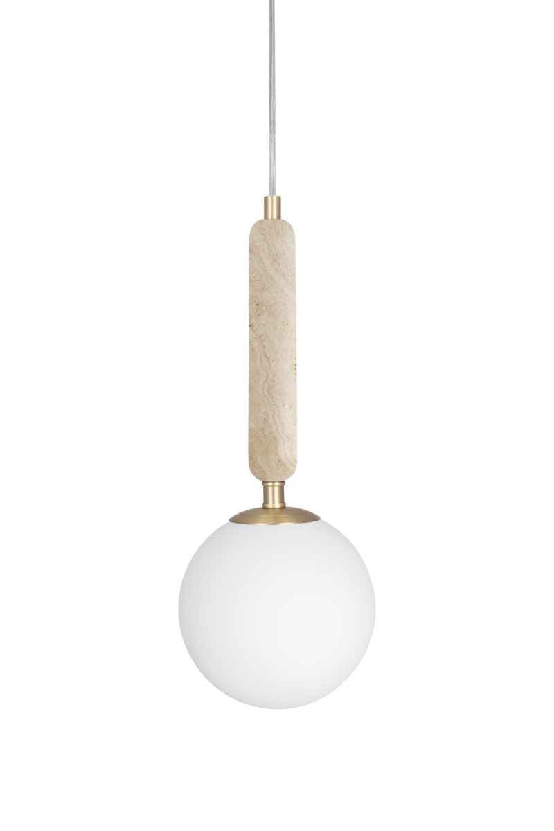 Torrano Ø15 Travertino beige lámpara de ventana De Globen Lighting - La piedra es un material natural, y el color y las tonalidades del jaspeado varían, creando un patrón único en cada pieza.