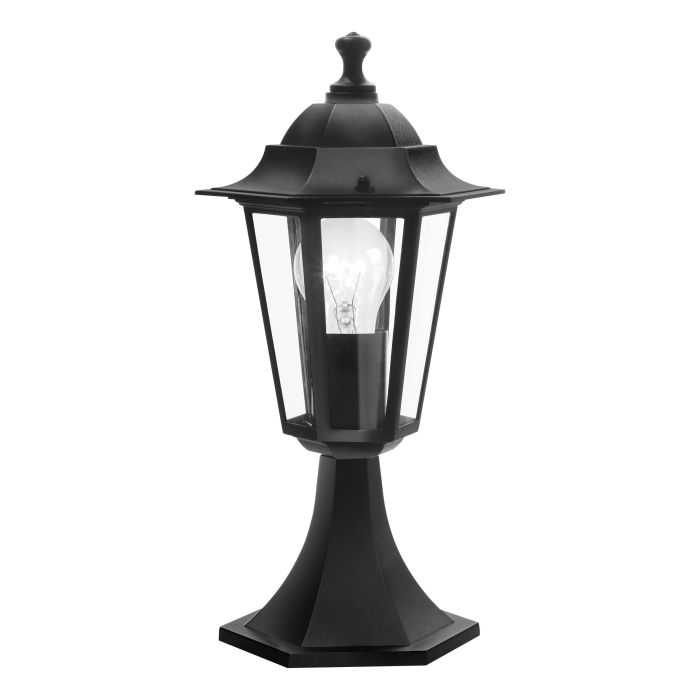 Laterna 38cm Negro De Eglo - Fabricada con material robusto y con cristal transparente para una distribución óptima de la luz, proporciona una luz cálida y acogedora en entradas, jardines y caminos de acceso.