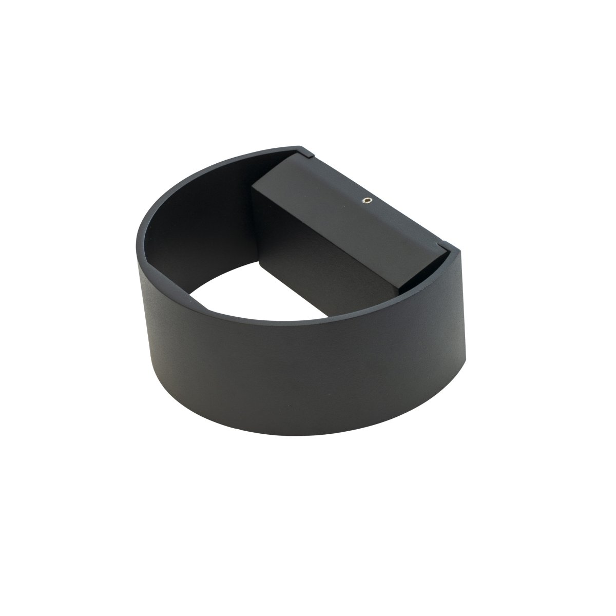 Circle Negro lámpara de exterior De Dyberg Larsen - El diseño redondo de la lámpara tiene una parte posterior plana en la pared y un frente semicircular donde una tira de luz LED distribuye una hermosa luz vertical hacia arriba y hacia abajo a lo largo de la pared.