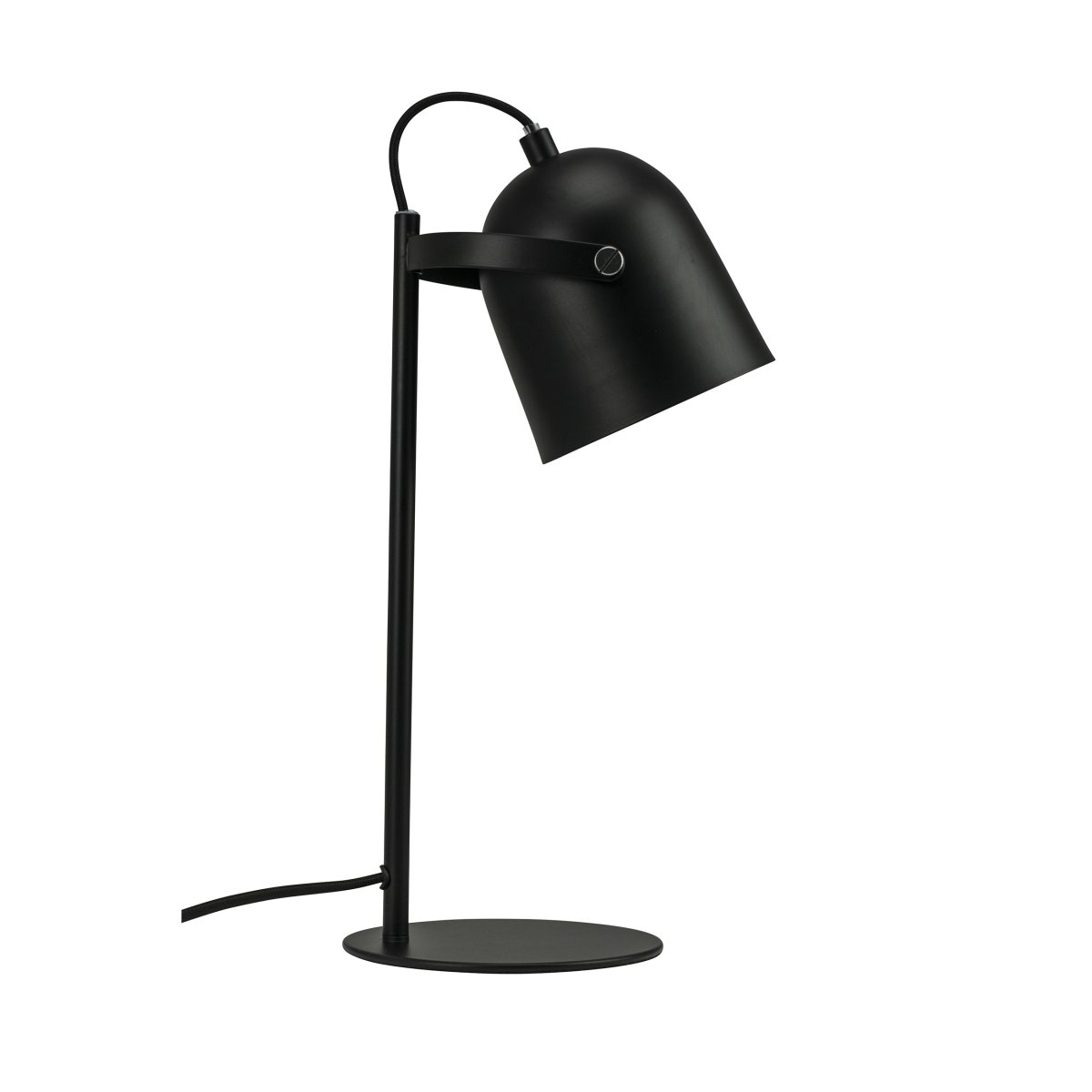 Oslo 37cm Negro lámpara de escritorio De Dyberg Larsen - La l&aacute;mpara est&aacute; hecha de metal negro mate y cuenta con una pantalla flexible y un cable negro de 1,6 m de largo con un interruptor de encendido en la base.