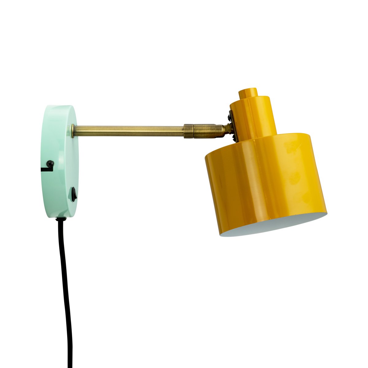 Ocean Multicolor lámpara de lectura De Dyberg Larsen - La lámpara está equipada con un interruptor de encendido en la placa de pared y un cable textil negro de 1,6 metros de largo.