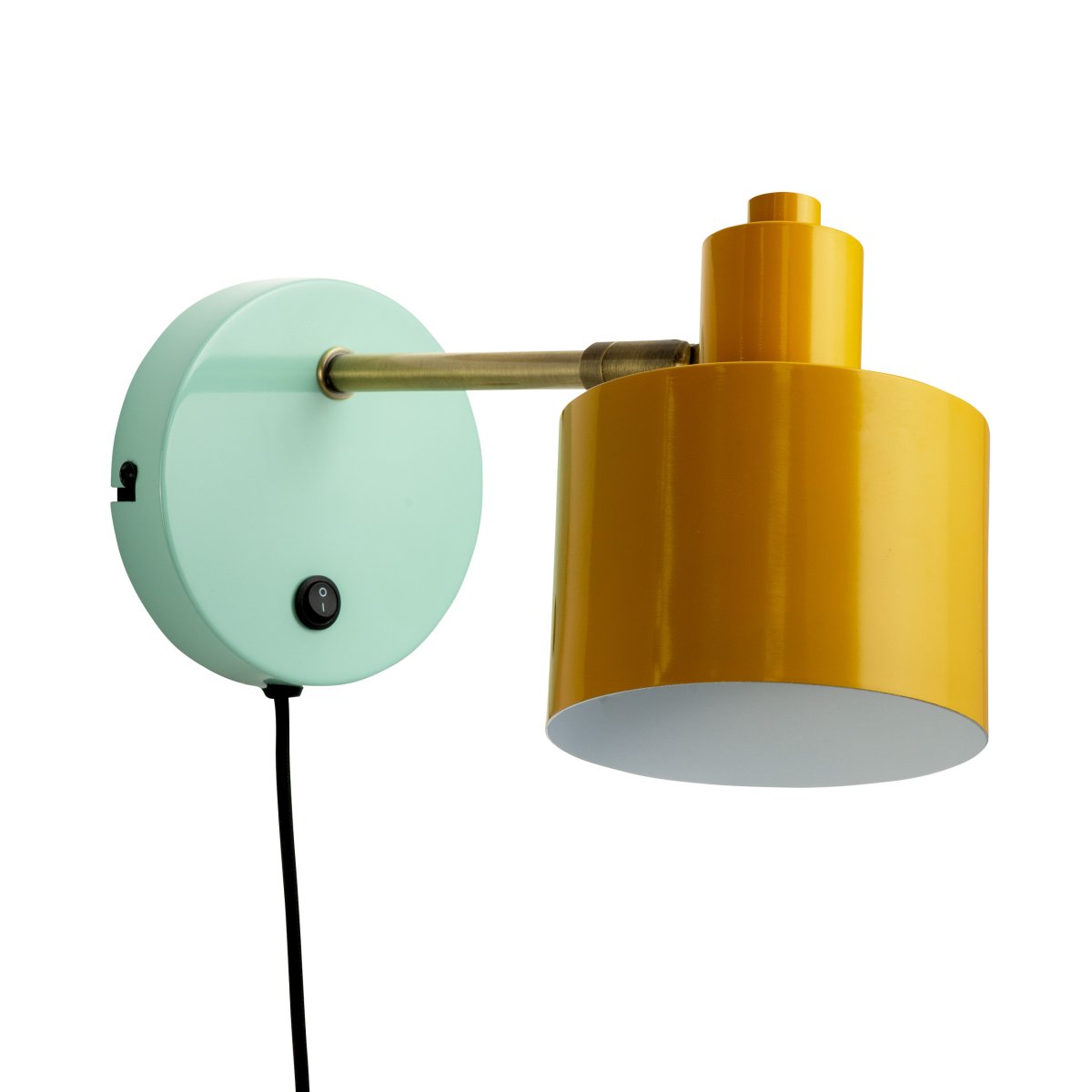 Ocean Multicolor lámpara de lectura De Dyberg Larsen - La lámpara está equipada con un interruptor de encendido en la placa de pared y un cable textil negro de 1,6 metros de largo.