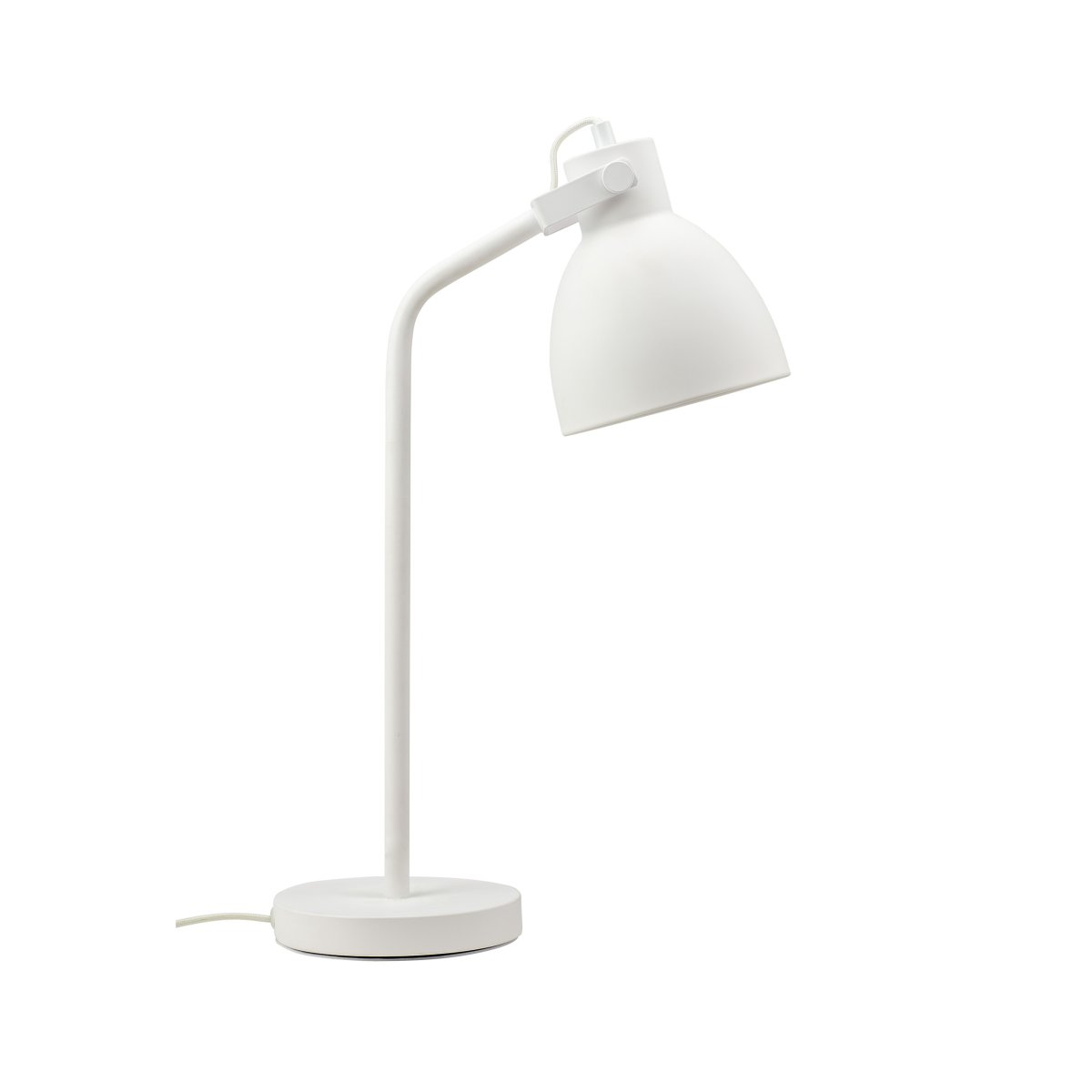 Coast 52cm Blanco lámpara de escritorio De Dyberg Larsen - Se suministra con cable textil blanco de 1,6 m de longitud con interruptor de encendido.