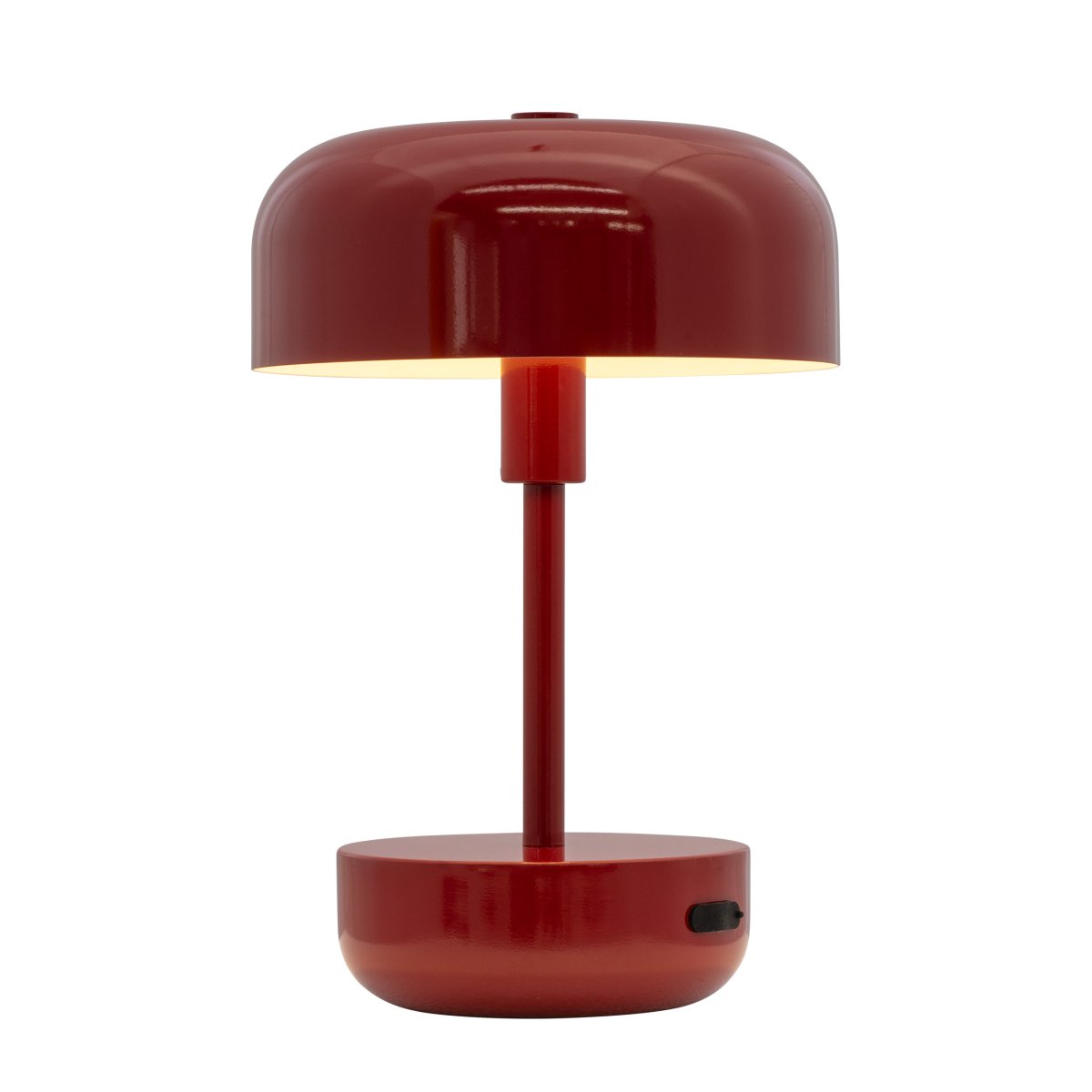 Haipot 25cm Rojo oscuro portátil De Dyberg Larsen - La lámpara de mesa LED Haipot en gris oscuro, diseñada por Frank Kerdil para Dyberg Larsen, combina el estilo retro y moderno.