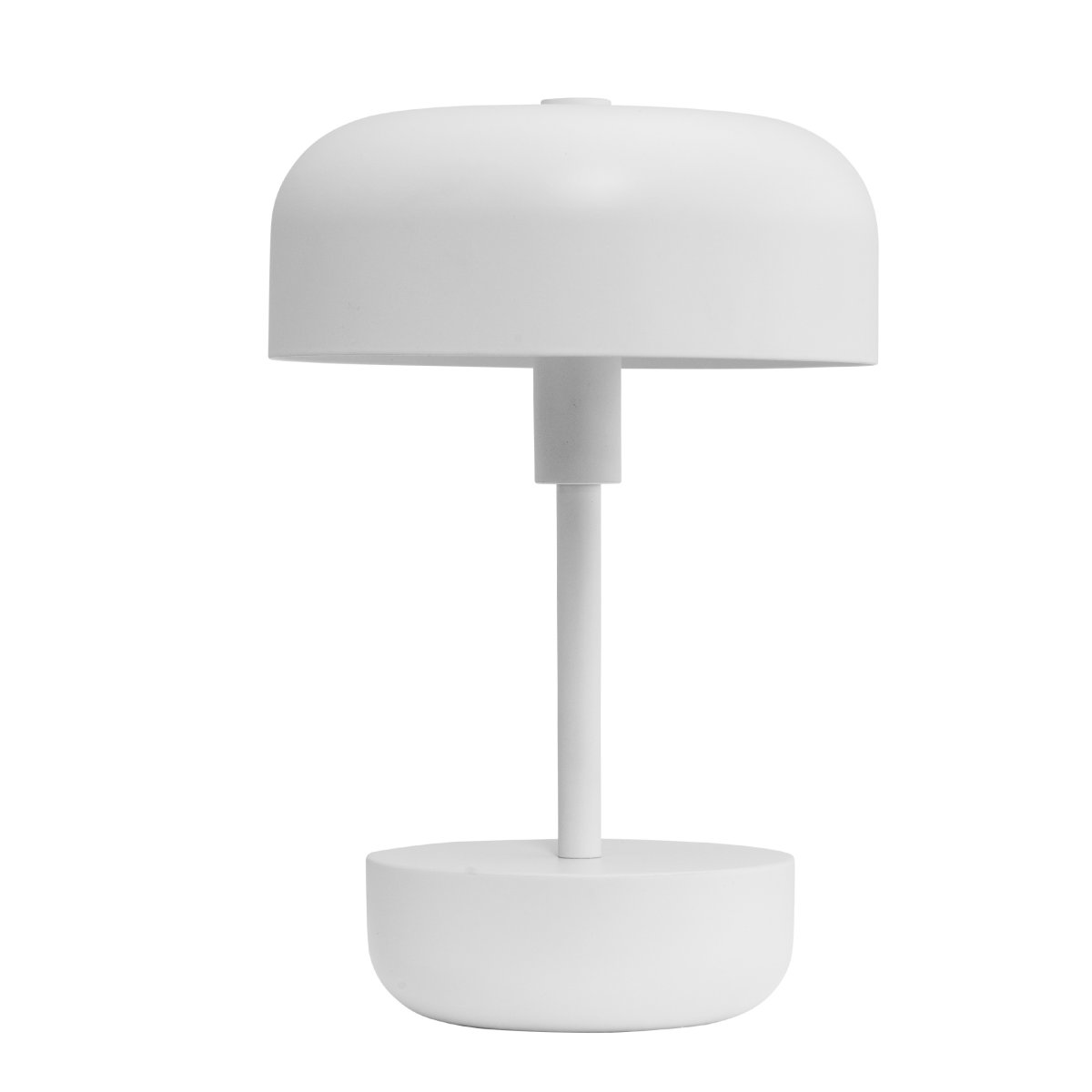 Haipot 25cm Blanco portátil De Dyberg Larsen - La lámpara de mesa LED Haipot en color blanco, diseñada por Frank Kerdil para Dyberg Larsen, combina el estilo retro y moderno.