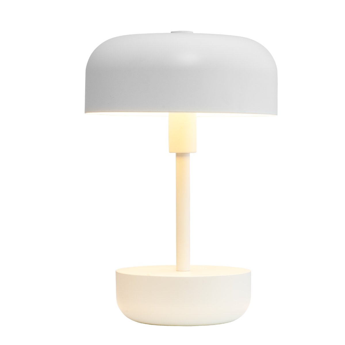 Haipot 25cm Blanco portátil De Dyberg Larsen - La lámpara de mesa LED Haipot en color blanco, diseñada por Frank Kerdil para Dyberg Larsen, combina el estilo retro y moderno.