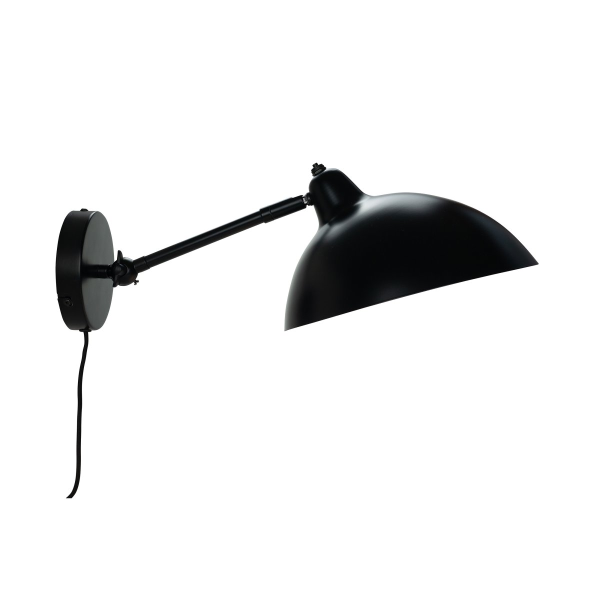 Futura 43cm Negro lámpara de pared De Dyberg Larsen - Se suministra con cable textil negro de 2 m de longitud con interruptor de encendido.