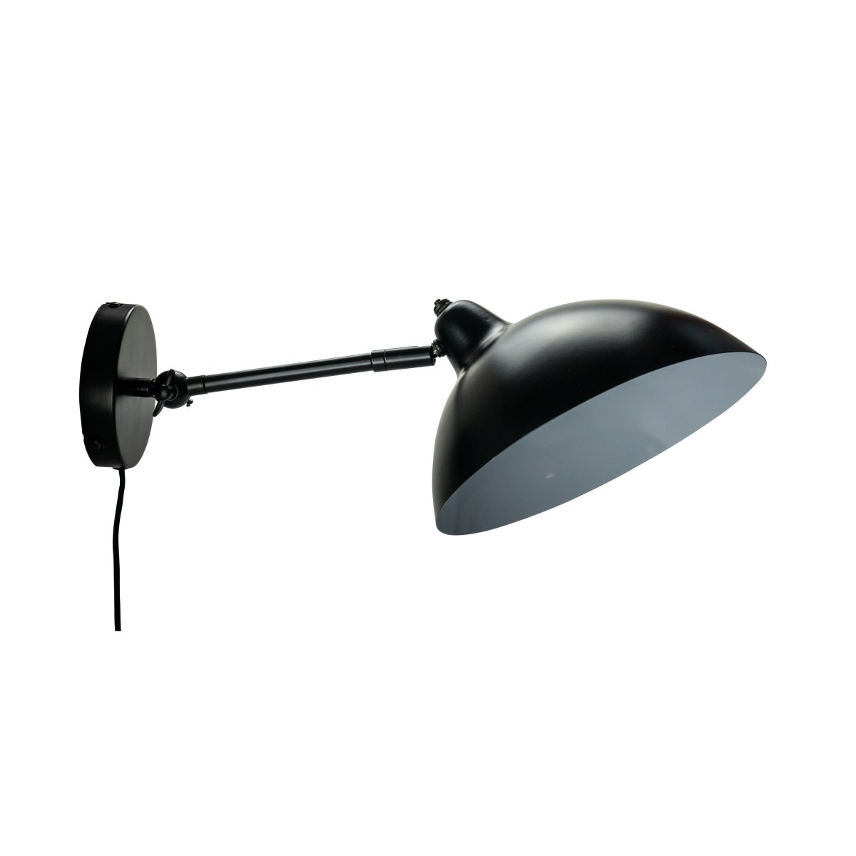 Futura 43cm Negro lámpara de pared De Dyberg Larsen - Se suministra con cable textil negro de 2 m de longitud con interruptor de encendido.