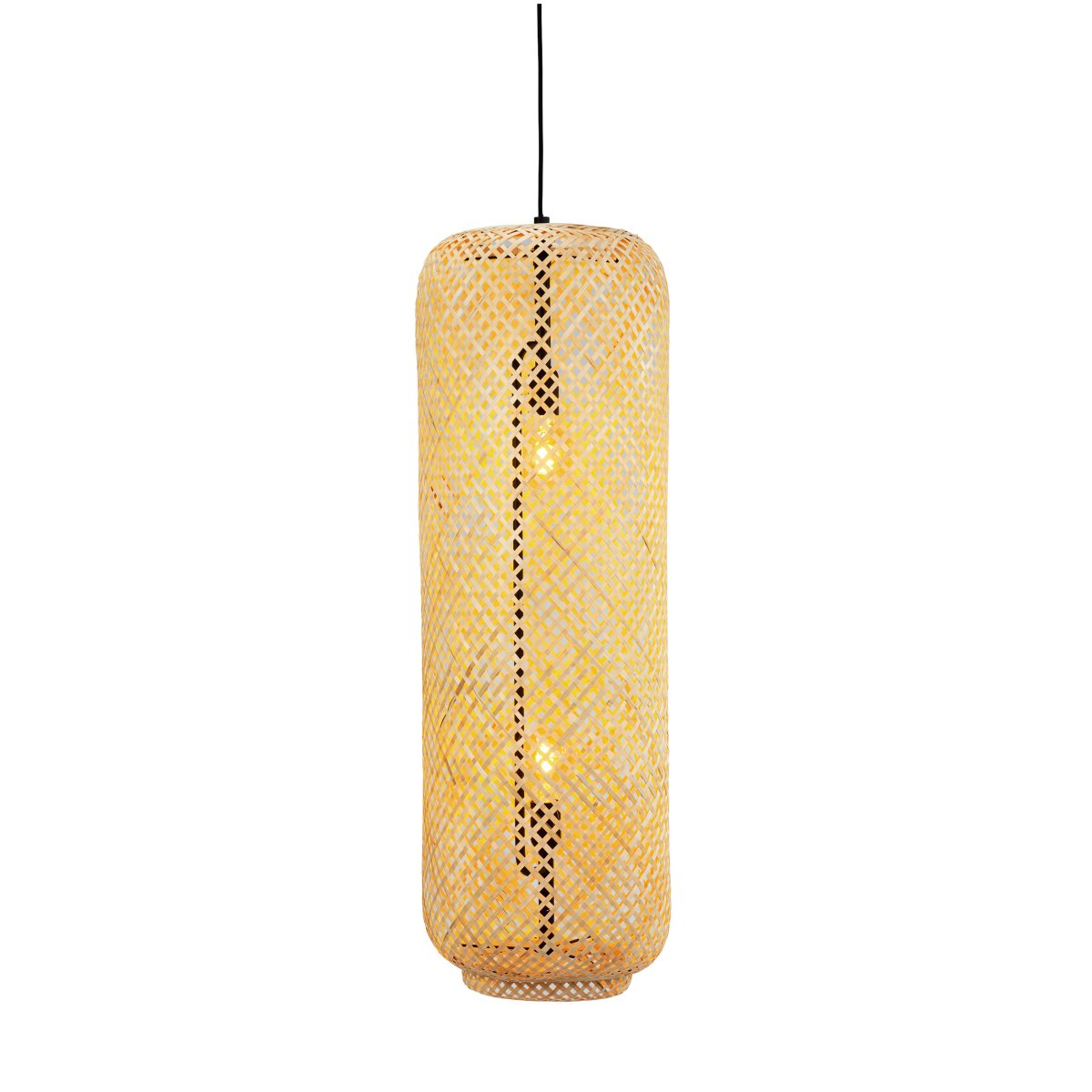 Boom Ø30 Naturaleza Lámpas de techo De Dyberg Larsen - Hermosa lámpara colgante de bambú tejida a mano en color natural que difunde una luz cálida y acogedora.
