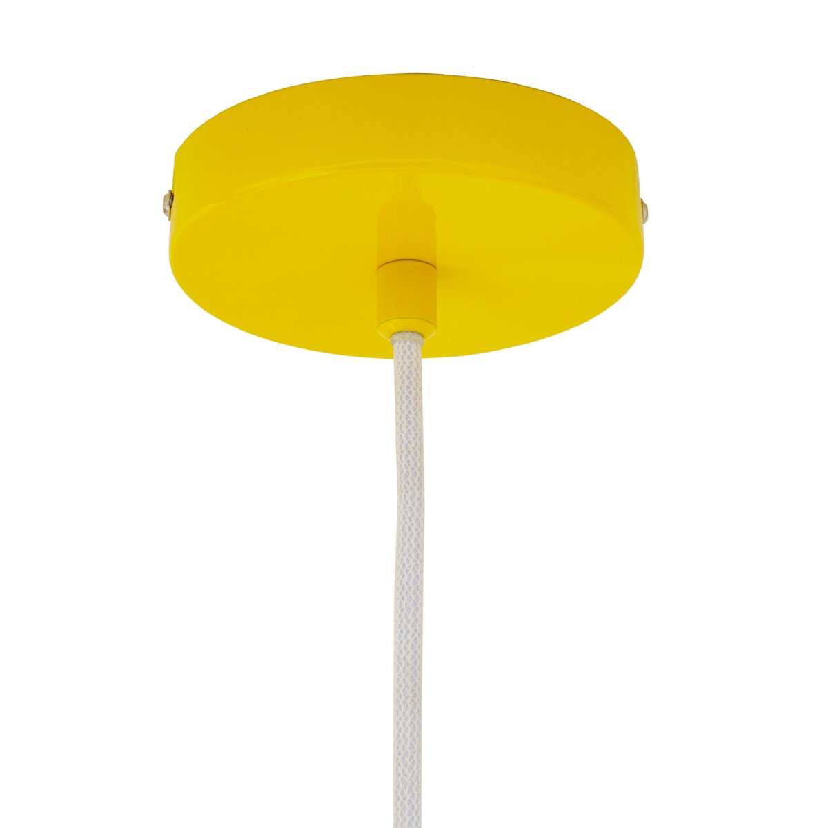 Haipot Ø23 Amarillo Lámpas de techo De Dyberg Larsen - La lámpara Haipot tiene una elegante pantalla de cristal opalino y una pantalla de metal de color amarillo brillante.