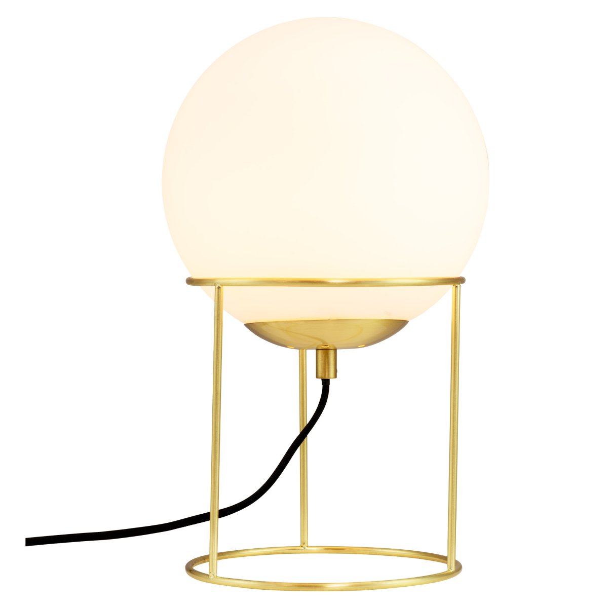 Madrid 34cm Latón lámpara de mesa De Dyberg Larsen - Madrid es una lámpara de mesa moderna que combina elegancia y sencillez con su pantalla redonda de cristal blanco opalino y su elegante marco de latón.