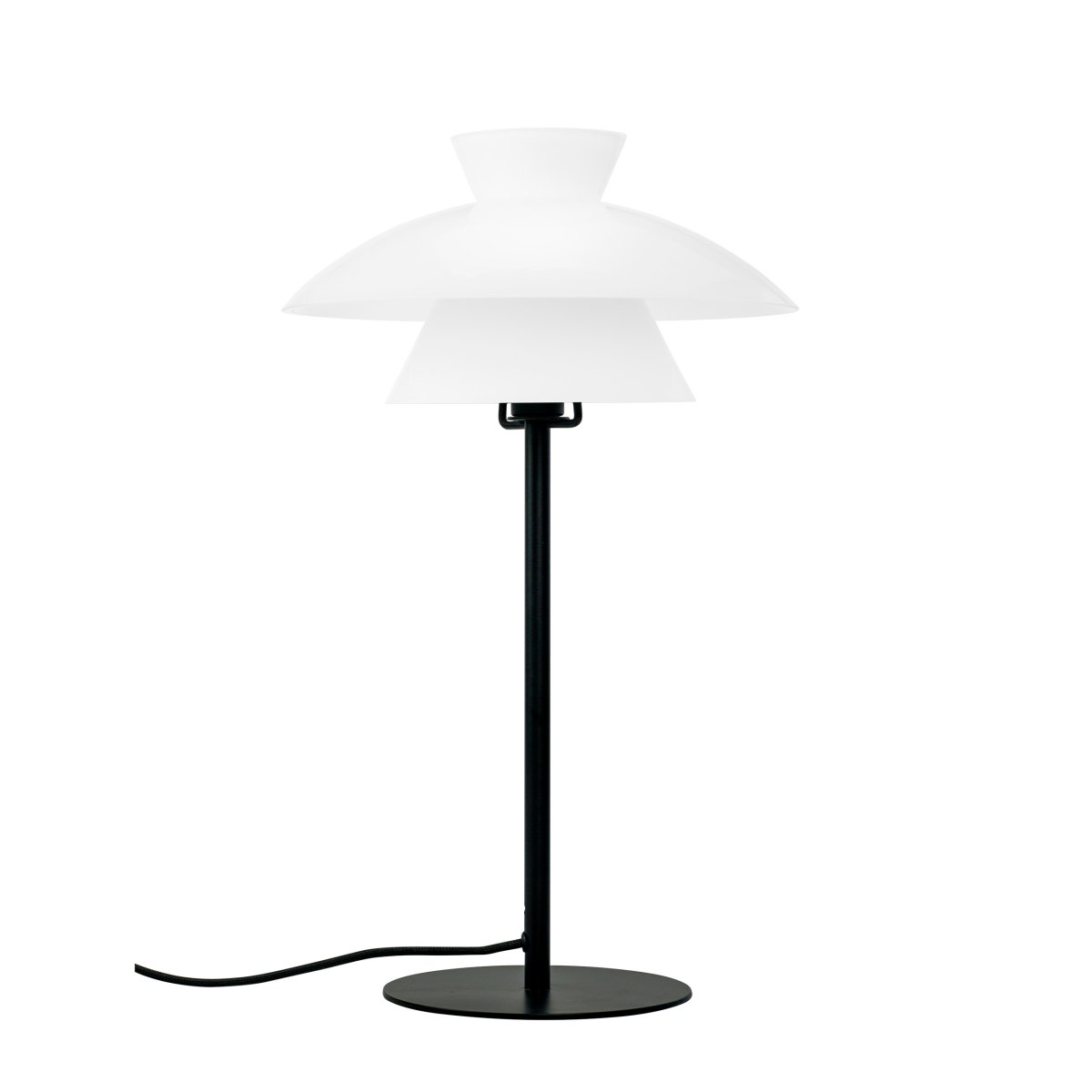 Valby 40cm Negro lámpara de mesa De Dyberg Larsen - Se suministra con cable textil negro de 2 m de longitud e interruptor de encendido.