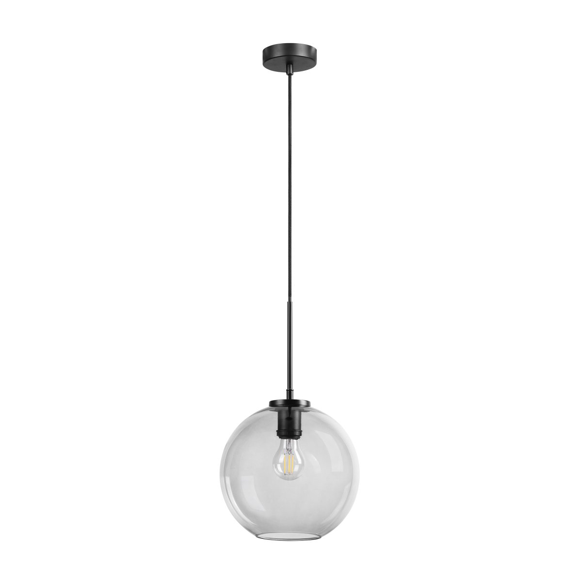Loop Ø25 Negro Lámpas de techo De Dyberg Larsen - La pantalla redonda de cristal transparente garantiza una agradable distribución de la luz en la habitación.